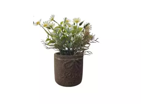 FLOR ARTIFICIAL CON MACETA (20X13CM) BLANCO