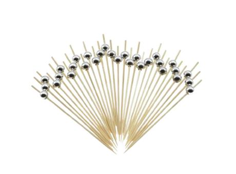 Imagen miniatura de PALITO MADERA BOLITA 50P (12CM) PLATEADO