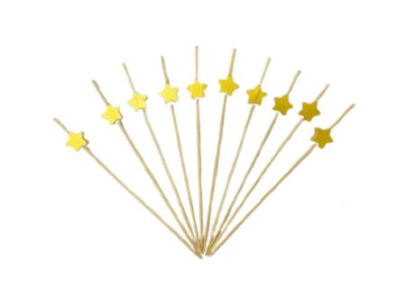 PALITO MADERA ESTRELLA 50P (12CM) DORADO