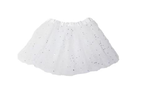 POLLERA TUTU CON BRILLO BLANCO