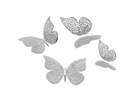 DECO MARIPOSA 3D 12P (8X5/10X6/12X7.5) PLATEADO