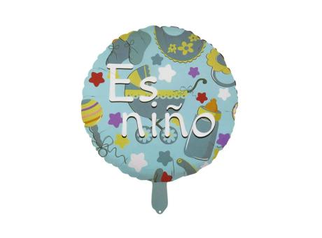 GLOBO CIRCULAR \"ES NIÑO\" (45CM) CELESTE