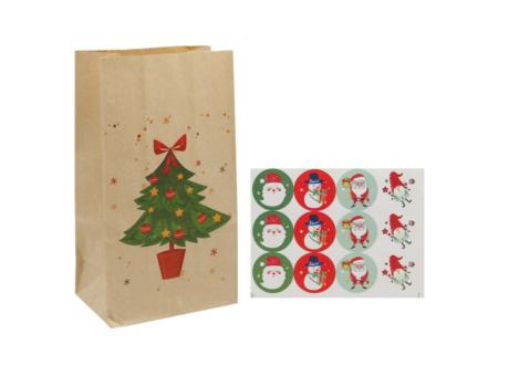 BOLSA PAPEL ARBOL DE NAVIDAD 12P (13X24X8) NATURAL