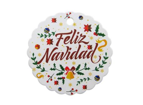 ETIQUETA FELIZ NAVIDAD 10P (6.5CM) BLANCO