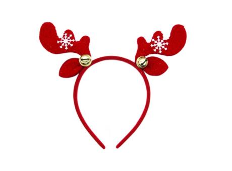 VINCHA CUERNO RENO CON CAMPANA ROJO