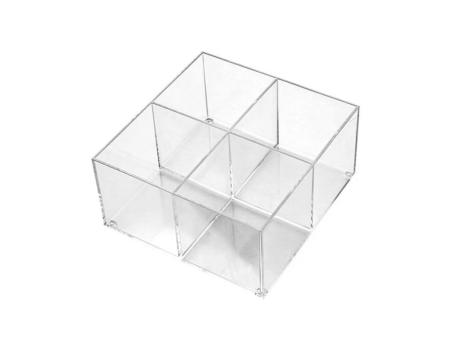 ORGANIZADOR CON 4 DIVISORIO (12X12X6.1CM) TRANSP.