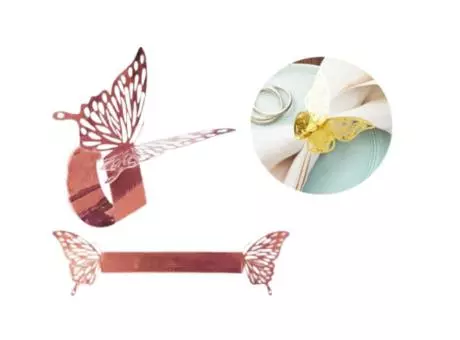 Imagen miniatura de ANILLO DE SERVILLETA MARIPOSA 12P (22X6CM) ROSA DORADO