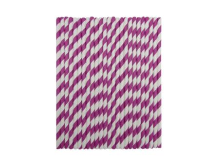 PAJITA PAPEL 25P (19.5CM) RAYA BLANCO/PURPURA