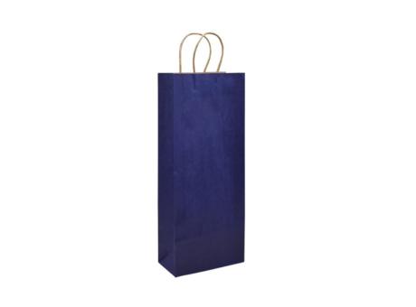 BOLSA DE PAPEL PARA BOTELLA DE VINO (38X15X8) AZUL