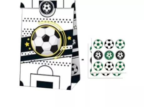 BOLSA PAPEL FUTBOL 12P (24X13X8CM) CON CALCOMANIA BLANCO