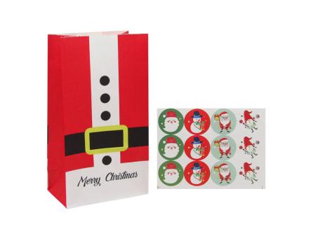 BOLSA PAPEL MERRY CHRISTMAS 12P (13X24X8) ROJO