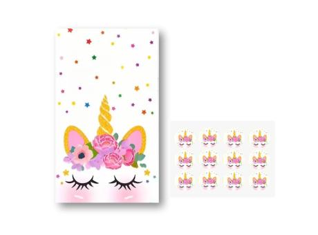 BOLSA PAPEL UNICORNIO 12P (24X13X8CM) CON CALCOMANIA BLANCO