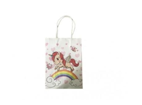 BOLSA PAPEL UNICORNIO 12P (27X21X11CM) BLANCO