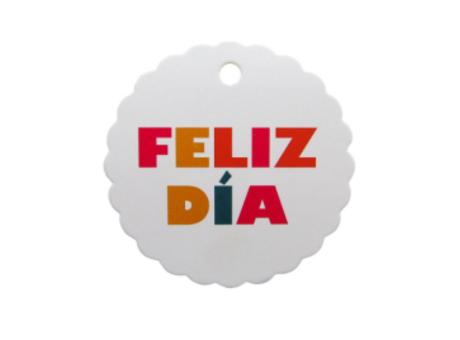 ETIQUETA FELIZ DIA 10P (6.5CM) BLANCO