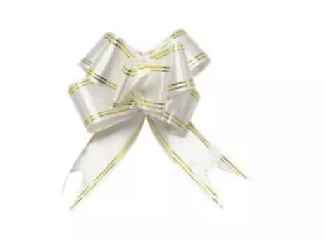 MOÑO  MARIPOSA GUARDABLE MEDIANO RAYAS DORADAS,PLASTICO EN BOLSITA,BLANCO,D2.6CM*L46CMP