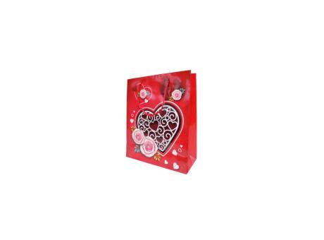 BOLSA PAPEL CORAZON (26X32X10) ROJO