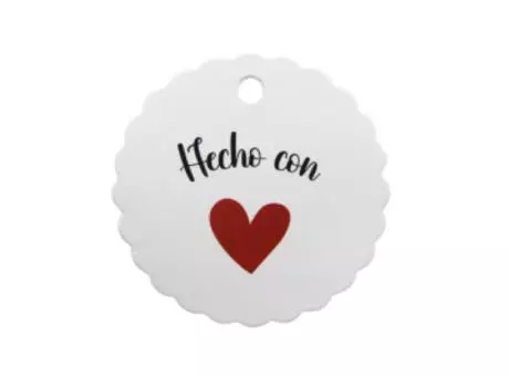 ETIQUETA HECHO CON AMOR 10P (6.5CM) BLANCO