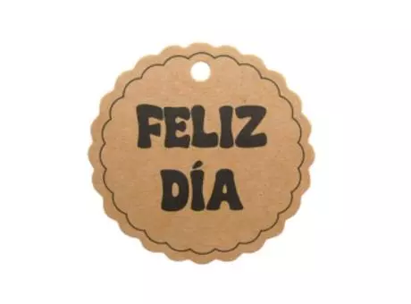 ETIQUETA FELIZ DIA 10P (6.5CM) NATURAL