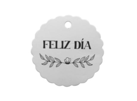 ETIQUETA FELIZ DIA 10P (6.5CM) BLANCO