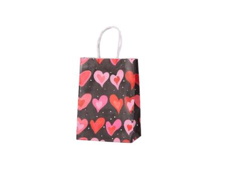 BOLSA PAPEL CORAZON 12P (27X21X11CM) NEGRO