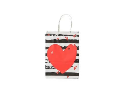 BOLSA PAPEL CORAZON 12P (27X21X11CM) BLANCO/NEGRO