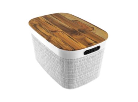 CESTA EUROPA YUTE CON TAPA DE MADERA BLANCA 18,7L R. 270.002.M02 NITRON