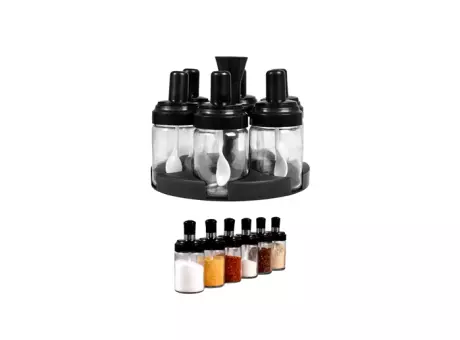 Imagen miniatura de SET CONDIMENTERO GIRATORIO CON CUCHARA 6 PZS TM-720