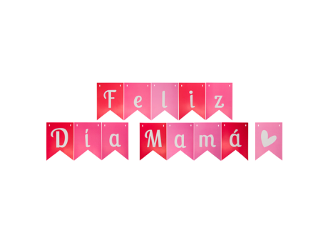 Imagen miniatura de BANDERINES FELIZ DIA MAMA (17X12CM/3M) ROSA/BLANCO