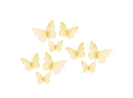 DECO MARIPOSA 3D 12P (8X5/10X6/12X7.5) DORADO