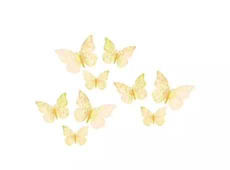 DECO MARIPOSA 3D 12P (8X5/10X6/12X7.5) DORADO