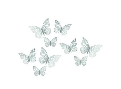 Imagen miniatura de DECO MARIPOSA 3D 12P (8X5/10X6/12X7.5) PLATEADO