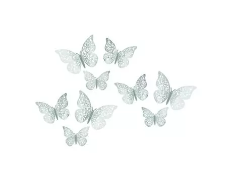 DECO MARIPOSA 3D 12P (8X5/10X6/12X7.5) PLATEADO