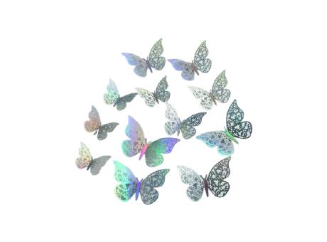 DECO MARIPOSA 3D 12P (8X5/10X6/12X7.5) ROSADO BRILLOSO