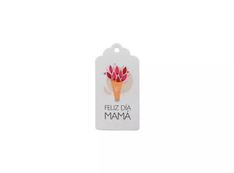 ETIQUETA FELIZ DIA MAMA 10P (5X10CM) BLANCO