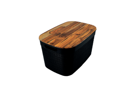 Imagen miniatura de CAJA EUROPEA DE YUTE CON TAPA DE TECA - NEGRO 18,7L 270.002.M03 NITRON