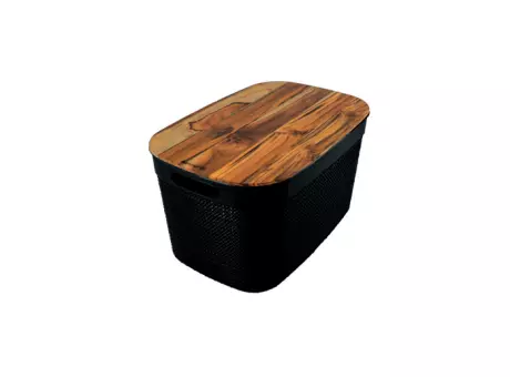 CAJA EUROPEA DE YUTE CON TAPA DE TECA - NEGRO 18,7L 270.002.M03 NITRON