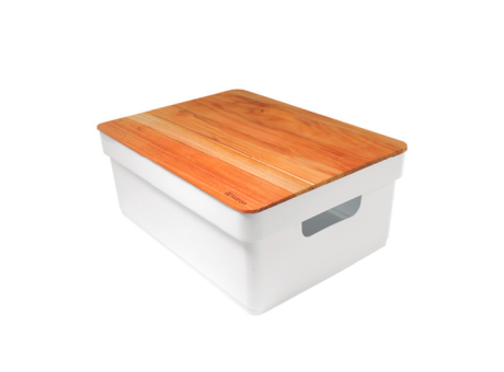 Imagen miniatura de CAJA PLANA CON TAPA DE TECA - BLANCO 10,35L 503.006.M02 NITRON