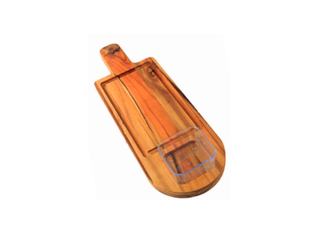 Imagen miniatura de TABLA DE SERVIR DE TECA CON MANGO Y 1 RECIPIENTE 689.004.M00 NITRON