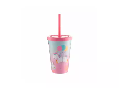 VASO BABY PP 350ML UNICORNIO GLOBO-ROSA BB R: 01195759 NEOPLAS