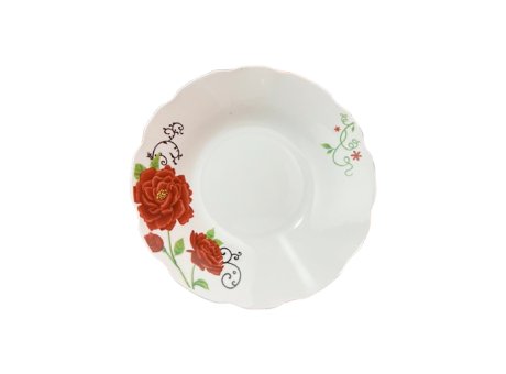 PLATO BLANCO ROSA ROJA HONDO 23CM S9001
