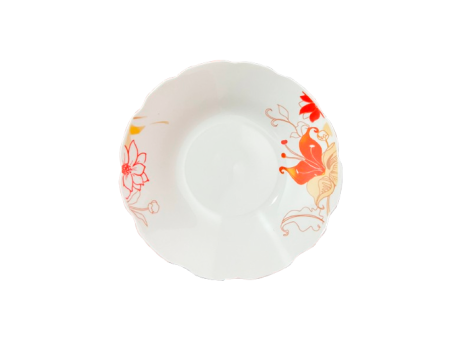 PLATO BLANCO LIRIO NARANJA HONDO 23CM S9002