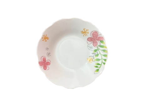 PLATO BLANCO LIRIO ROSA HONDO 23CM S9005