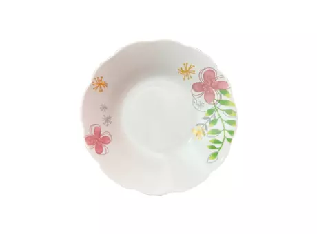 PLATO BLANCO LIRIO ROSA HONDO 23CM S9005