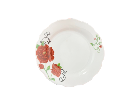 PLATO BLANCO ROSA ROJA PLAYO 23CM M9001
