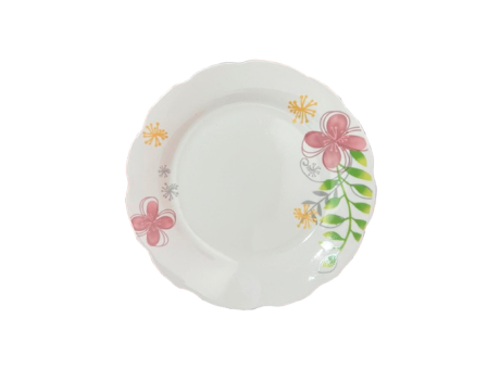PLATO BLANCO LIRIO ROSA PLAYO 23CM M9005