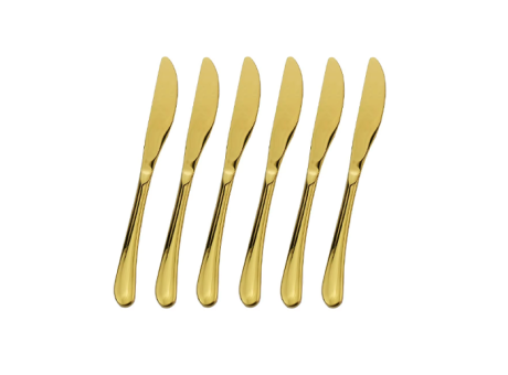 CUCHILLO DE MESA DORADO INOX 6 PIEZAS F-3106-L