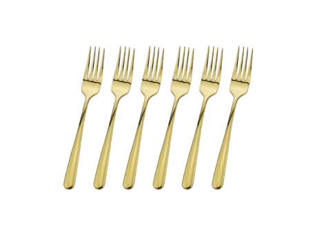 TENEDOR DE MESA DORADO INOX 6 PIEZAS F-3104-T