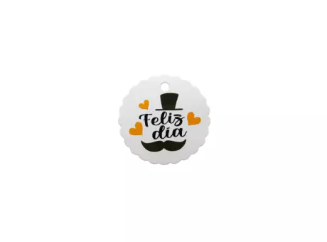 ETIQUETA FELIZ DIA 10P (6.5CM) BLANCO