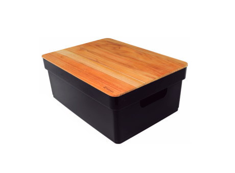 CAJA PLANA CON TAPA DE TECA - NEGRA 10,35L 503.006.M03 NITRON