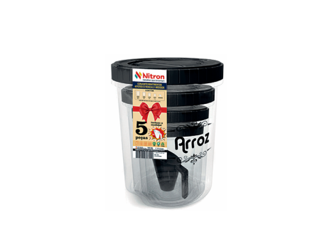 KIT DE RECIPIENTES ACOPLADAS DE 5 PIEZAS - NEGRO 293.006.003 NITRON